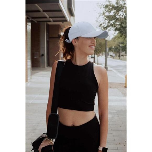 Womens Ponytail Baseball Hat Distressed Retro Adjustable Twill Sun Protection Ca - Picture 4 of 8